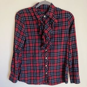 Plaid Ruffle Banana Republic Button Down